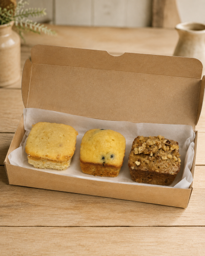 Gift box of three assorted mini cakes from 11 Kettle Farm